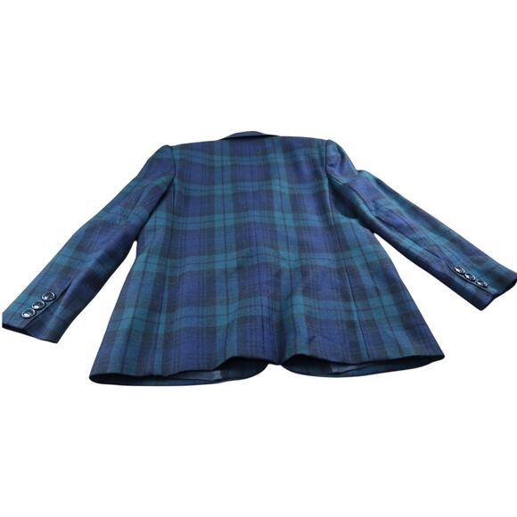Collectible Gold By Giorgio Stan Angelo 12 Women’s Plaid 100% Wool Blazer Blue - Picture 6 of 8